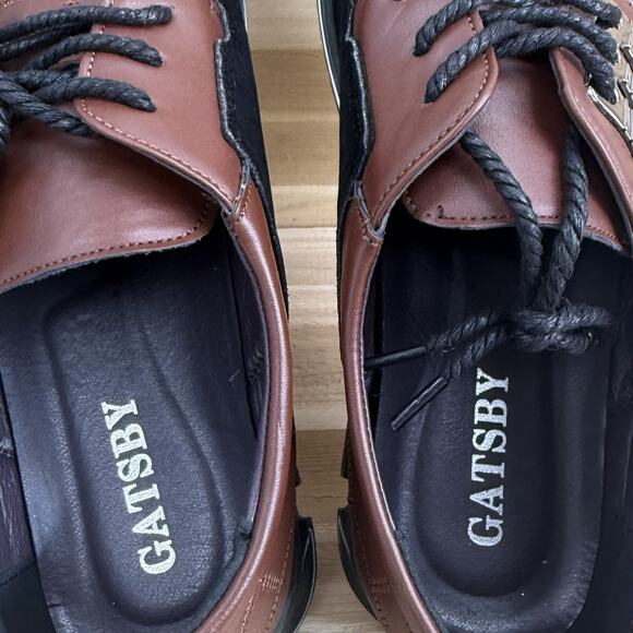 Gatsby Leather Oxford Shoes Brown Black Size 13 Lace Up Derby Orthopedic Ortho - Picture 9 of 13